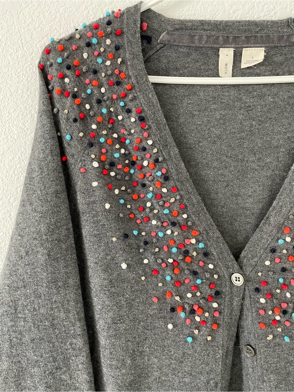 Anthropologie Charcoal Cardigan with Multicolored Accents